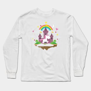 Unicorn Rainbow Castle Colorful Long Sleeve T-Shirt